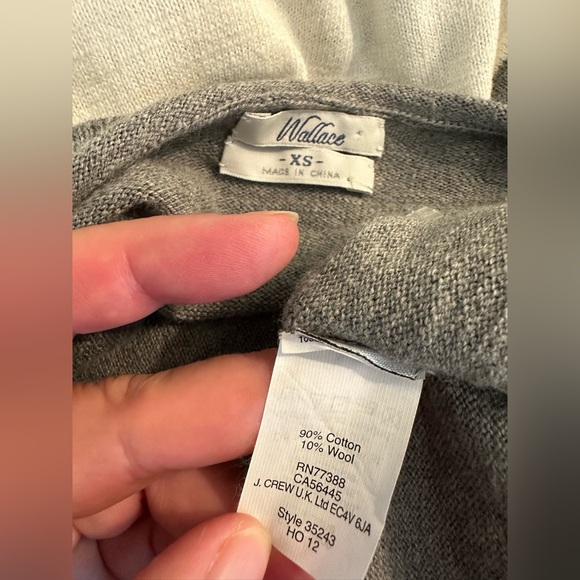 J.Crew WALLACE Winter Break Sweater Gray White Striped VNeck Knit Pullover Wool - Picture 5 of 8